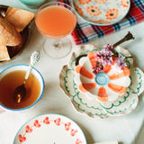 Ceramic Cake Plate with Hand Painted Merci -