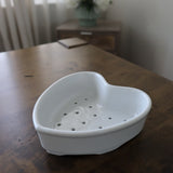 Charming Heart-Shaped Berry Strainer – White Porcelain
