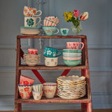 Ceramic Oval Espresso Cup with Hand Painted Stripes - 2.4 oz