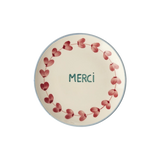 Ceramic Cake Plate with Hand Painted Merci -